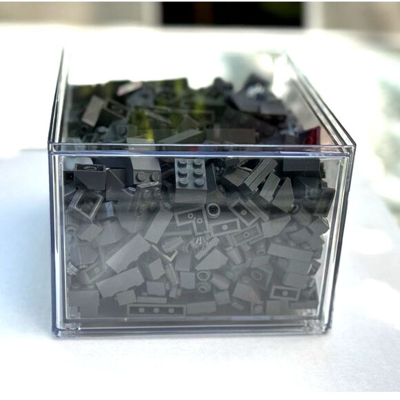 Dark Grey Legos In New Stackable Clear Acrylc Box Size 7.5"D x 6"W x 4.4"H Mixed - Picture 7 of 7